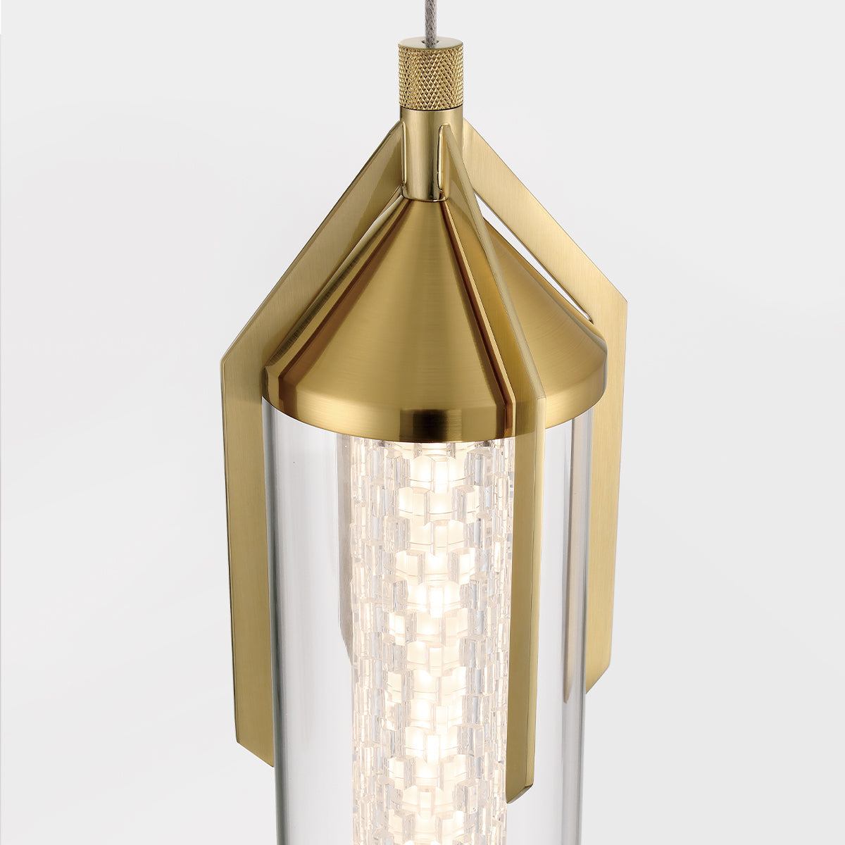 Eurofase Lighting Espada 20" Dimmable Integrated LED Gold Pendant Light With Clear Glass Shade