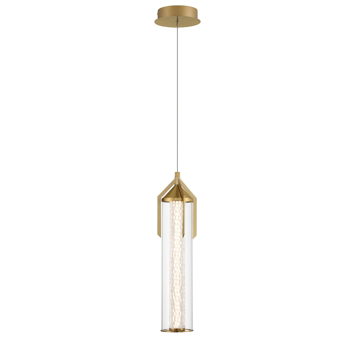 Eurofase Lighting Espada 20" Dimmable Integrated LED Gold Pendant Light With Clear Glass Shade