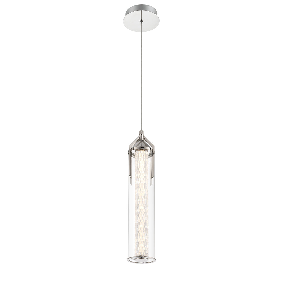 Eurofase Lighting Espada 20" Dimmable Integrated LED Polished Nickel Pendant Light With Clear Glass Shade