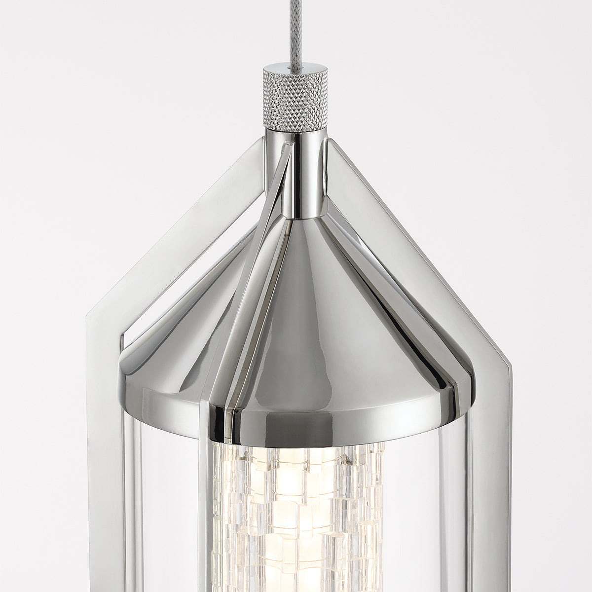 Eurofase Lighting Espada 20" Dimmable Integrated LED Polished Nickel Pendant Light With Clear Glass Shade