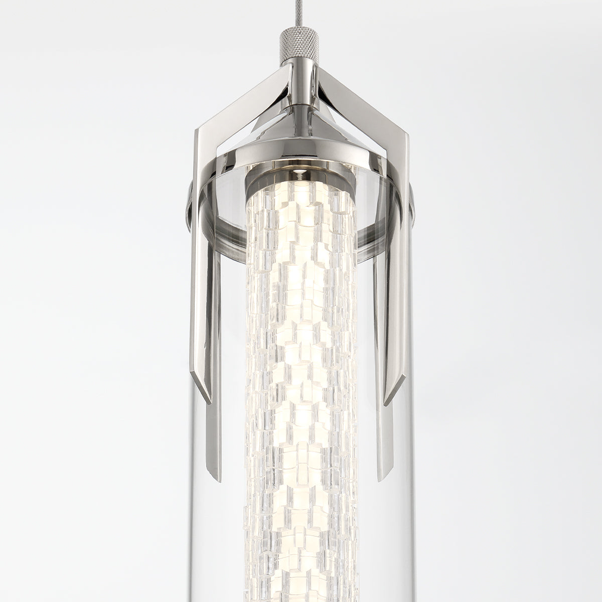 Eurofase Lighting Espada 20" Dimmable Integrated LED Polished Nickel Pendant Light With Clear Glass Shade