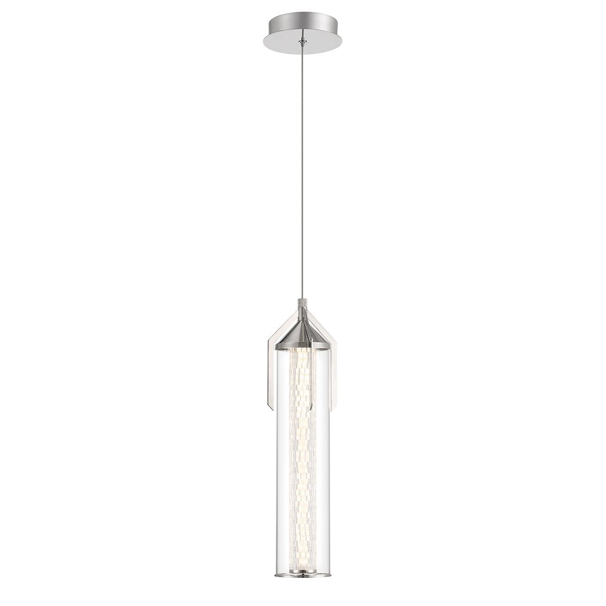 Eurofase Lighting Espada 20" Dimmable Integrated LED Polished Nickel Pendant Light With Clear Glass Shade