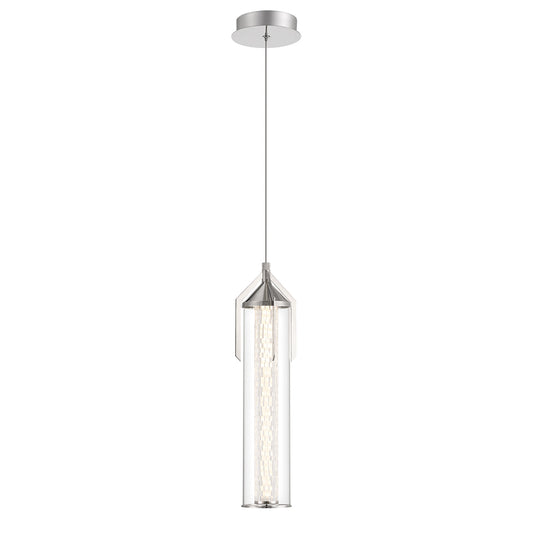 Eurofase Lighting Espada 20" Dimmable Integrated LED Polished Nickel Pendant Light With Clear Glass Shade