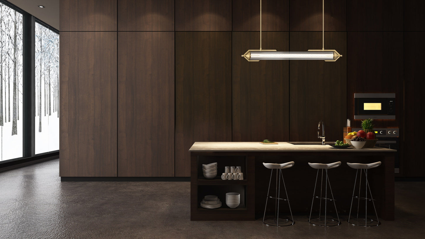 Eurofase Lighting Espada 48" Dimmable Integrated LED Gold Chandelier With Clear Glass Shade