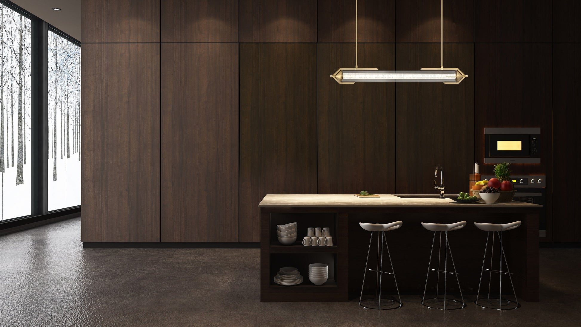 Eurofase Lighting Espada 48" Dimmable Integrated LED Gold Chandelier With Clear Glass Shade