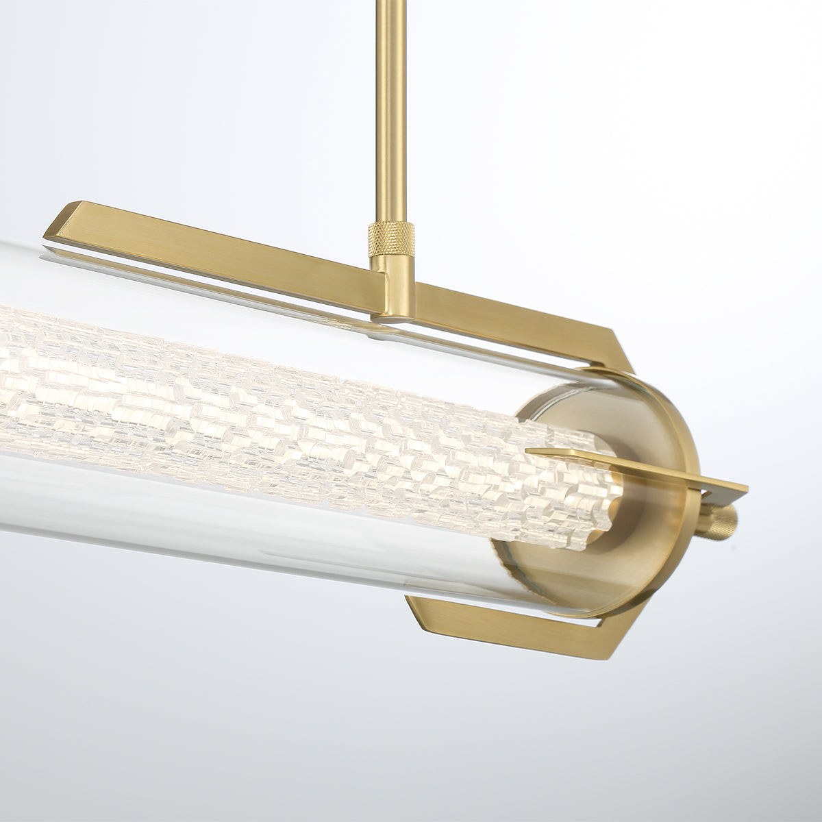Eurofase Lighting Espada 48" Dimmable Integrated LED Gold Chandelier With Clear Glass Shade