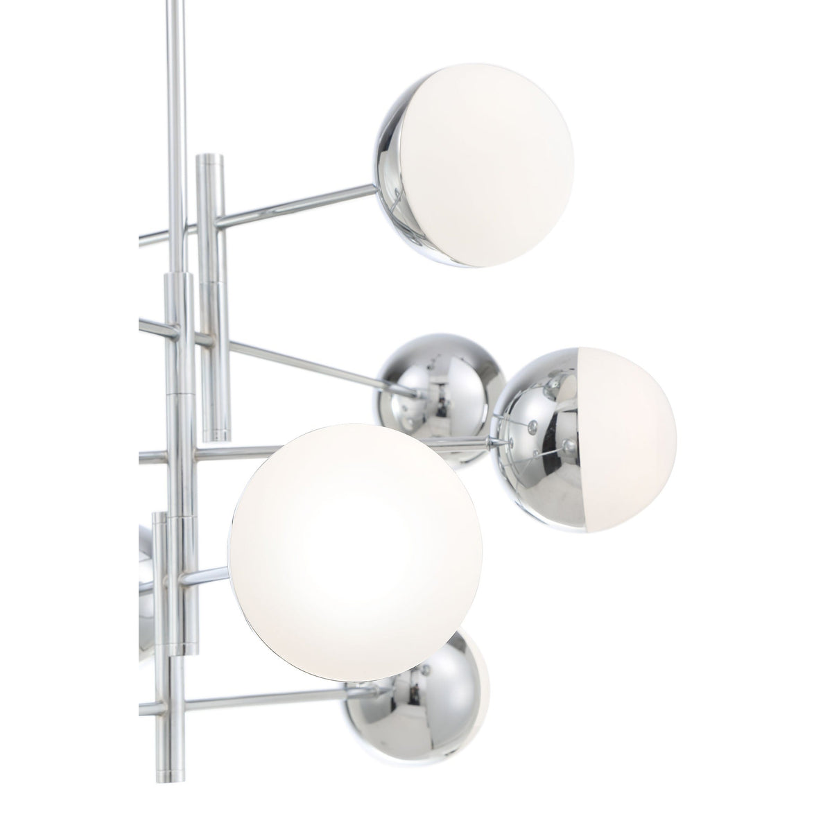 Eurofase Lighting Fairmount 32" 6-Light Dimmable LED Metal Sputnik Chrome Chandelier With Opal White Glass Shades