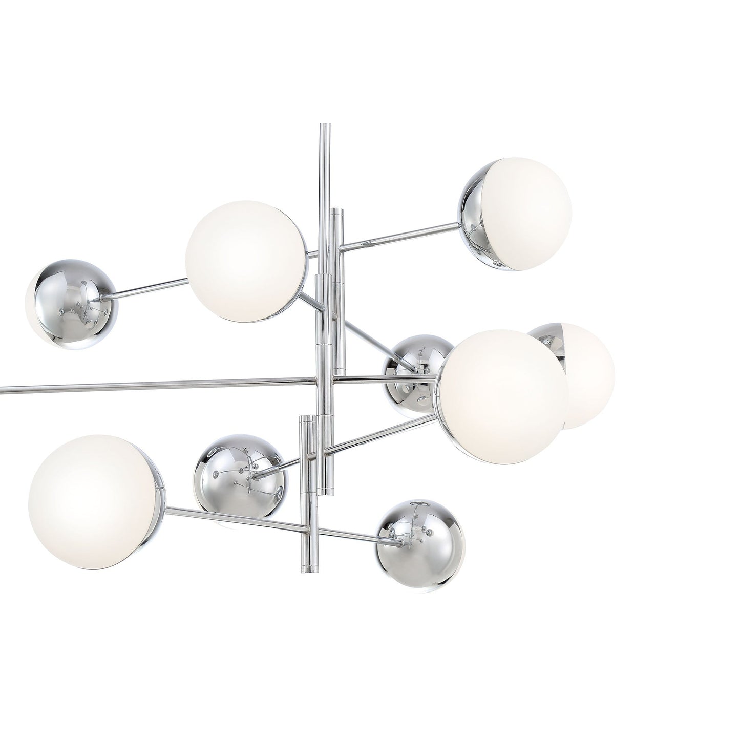 Eurofase Lighting Fairmount 50" 10-Light Dimmable LED Metal Sputnik Chrome Chandelier With Opal White Glass Shades