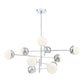 Eurofase Lighting Fairmount 50" 10-Light Dimmable LED Metal Sputnik Chrome Chandelier With Opal White Glass Shades