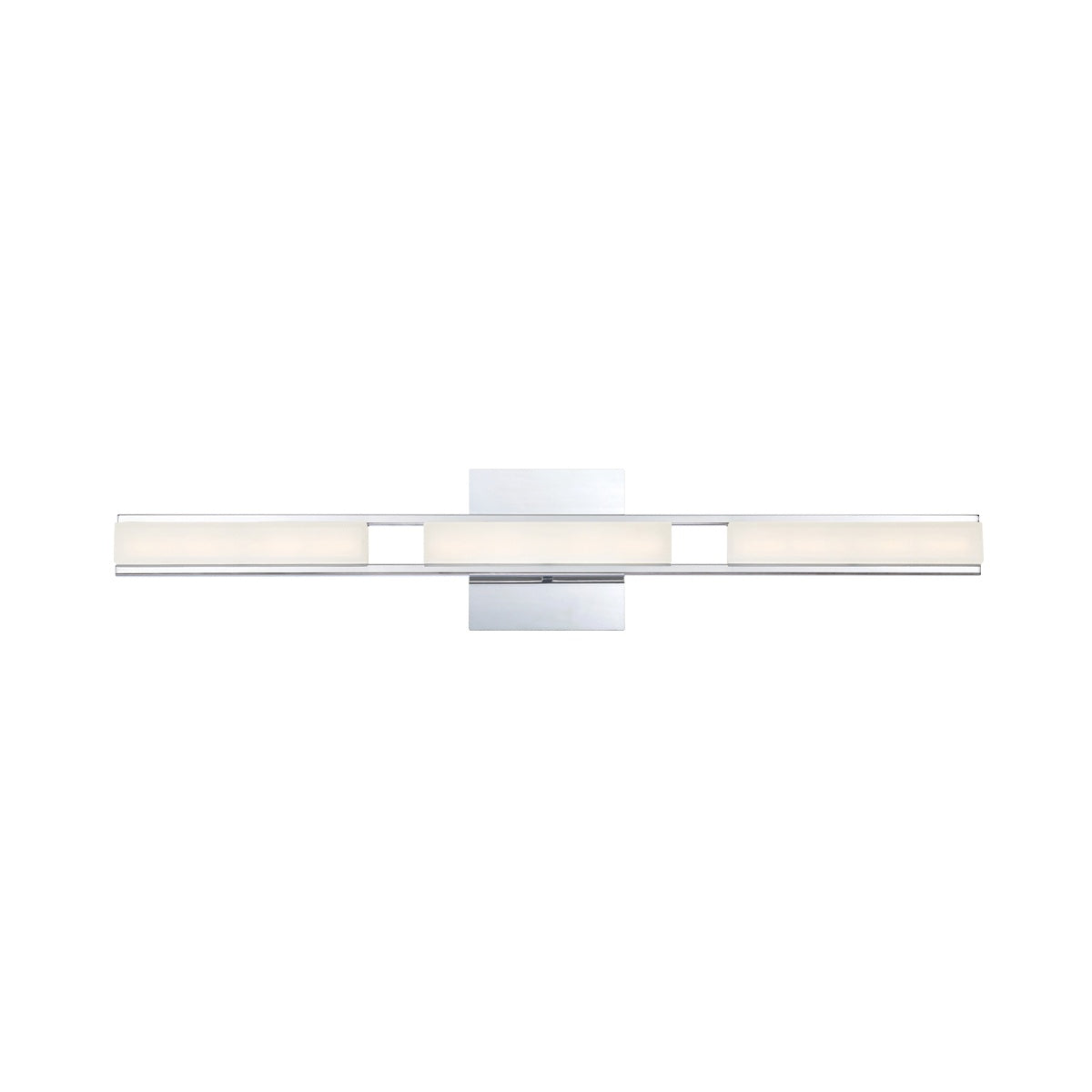 Eurofase Lighting Fanton 30" 3-Light Integrated LED Chrome Wall Sconce With Frosted Acrylic Shade