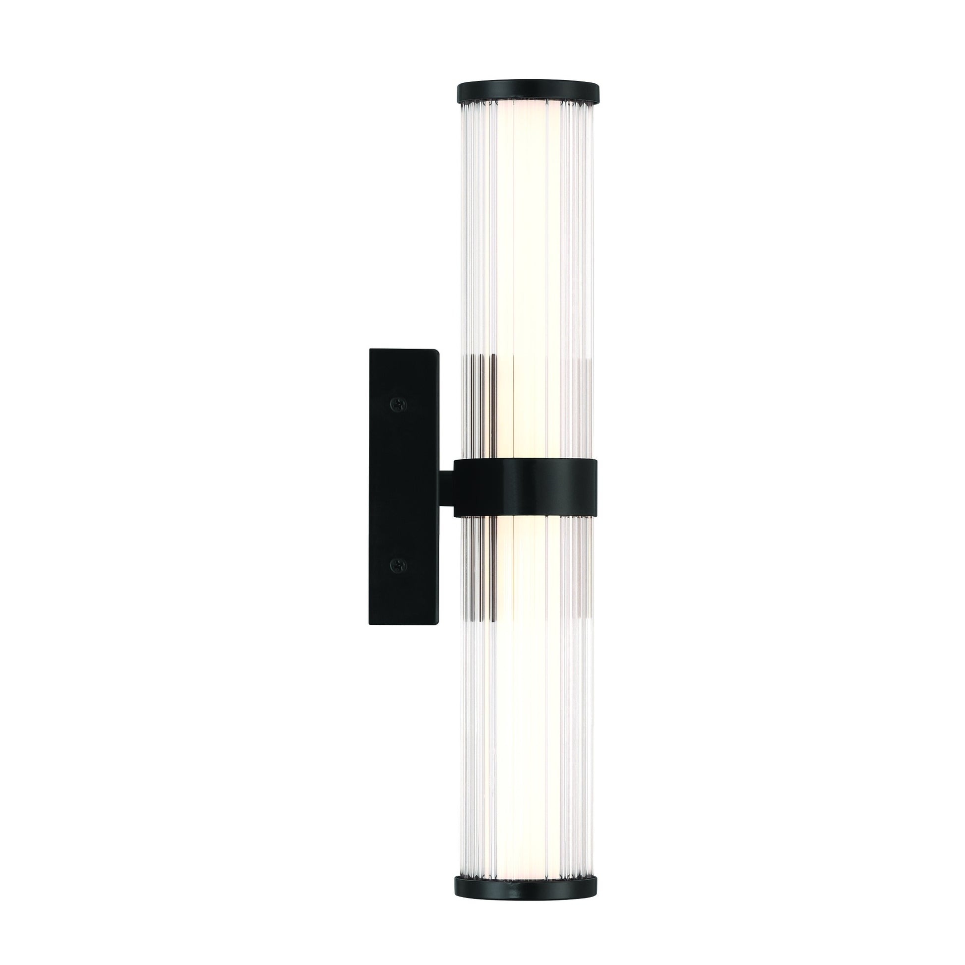 Eurofase Lighting Fayton 14" 1-Light Integrated LED Clear Glass Shade Matte Black Outdoor Wall Sconce