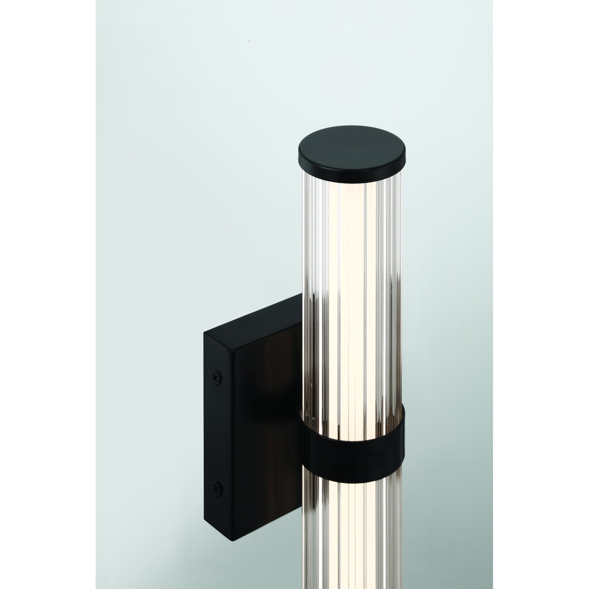Eurofase Lighting Fayton 14" 1-Light Integrated LED Clear Glass Shade Matte Black Outdoor Wall Sconce