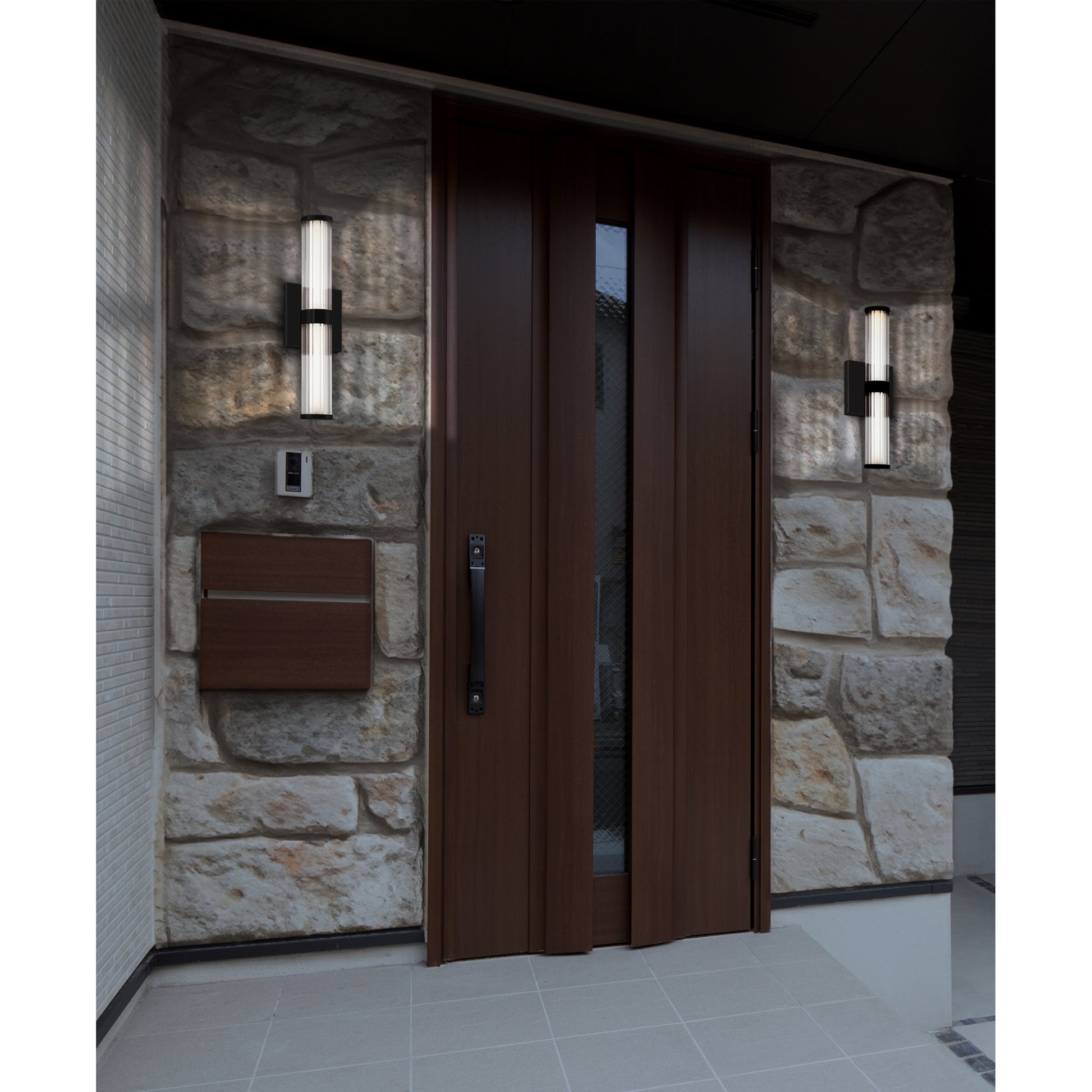 Eurofase Lighting Fayton 14" 1-Light Integrated LED Clear Glass Shade Matte Black Outdoor Wall Sconce