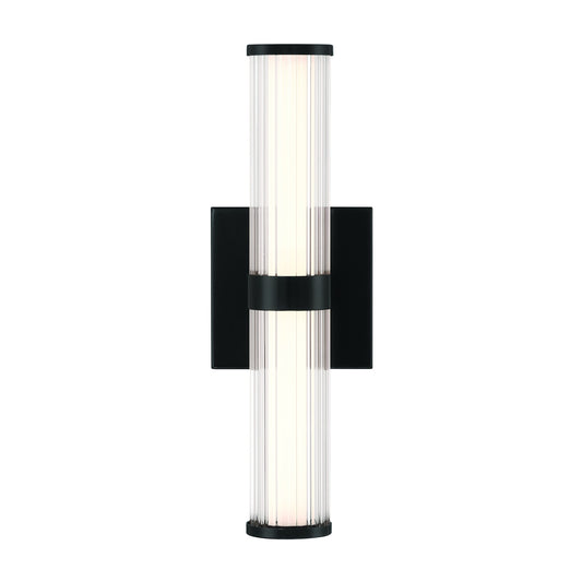Eurofase Lighting Fayton 14" 1-Light Integrated LED Clear Glass Shade Matte Black Outdoor Wall Sconce