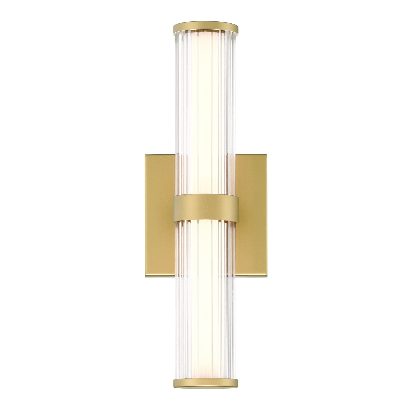 Eurofase Lighting Fayton 14" 1-Light Integrated LED Clear Glass Shade Matte Gold Outdoor Wall Sconce