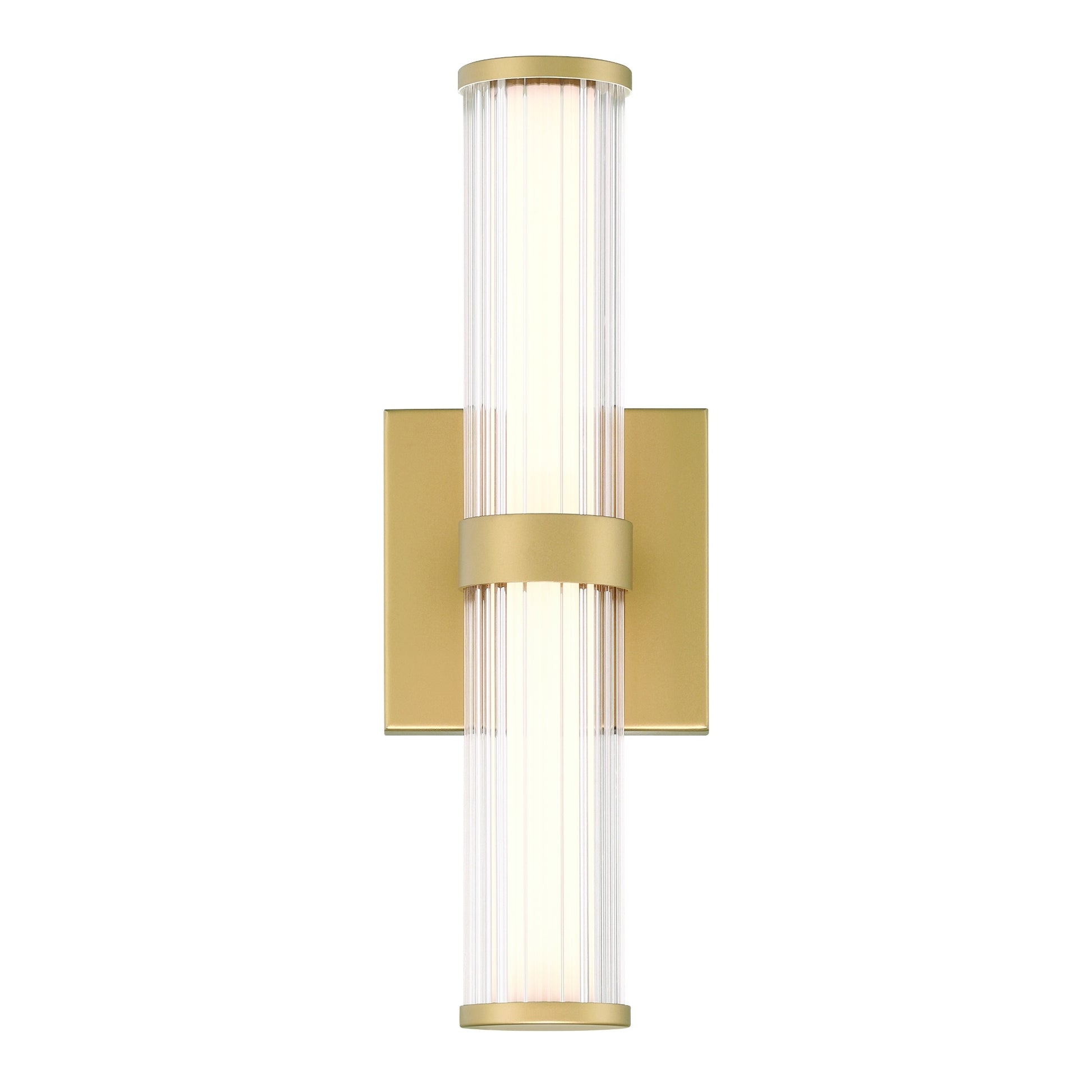 Eurofase Lighting Fayton 14" 1-Light Integrated LED Clear Glass Shade Matte Gold Outdoor Wall Sconce