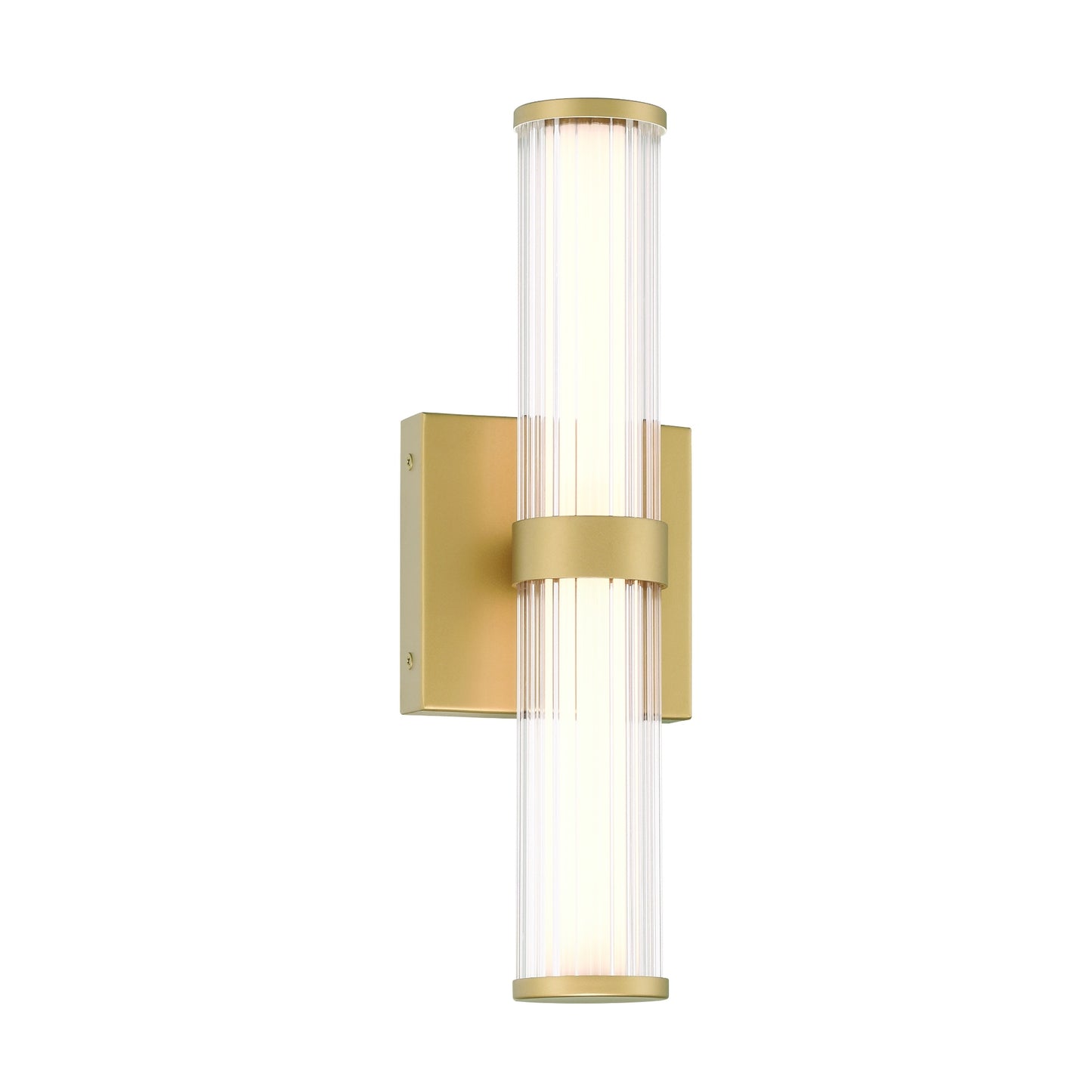 Eurofase Lighting Fayton 14" 1-Light Integrated LED Clear Glass Shade Matte Gold Outdoor Wall Sconce