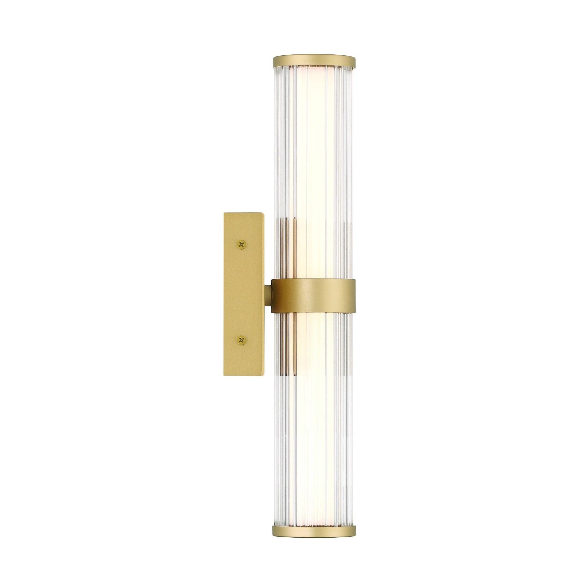 Eurofase Lighting Fayton 14" 1-Light Integrated LED Clear Glass Shade Matte Gold Outdoor Wall Sconce