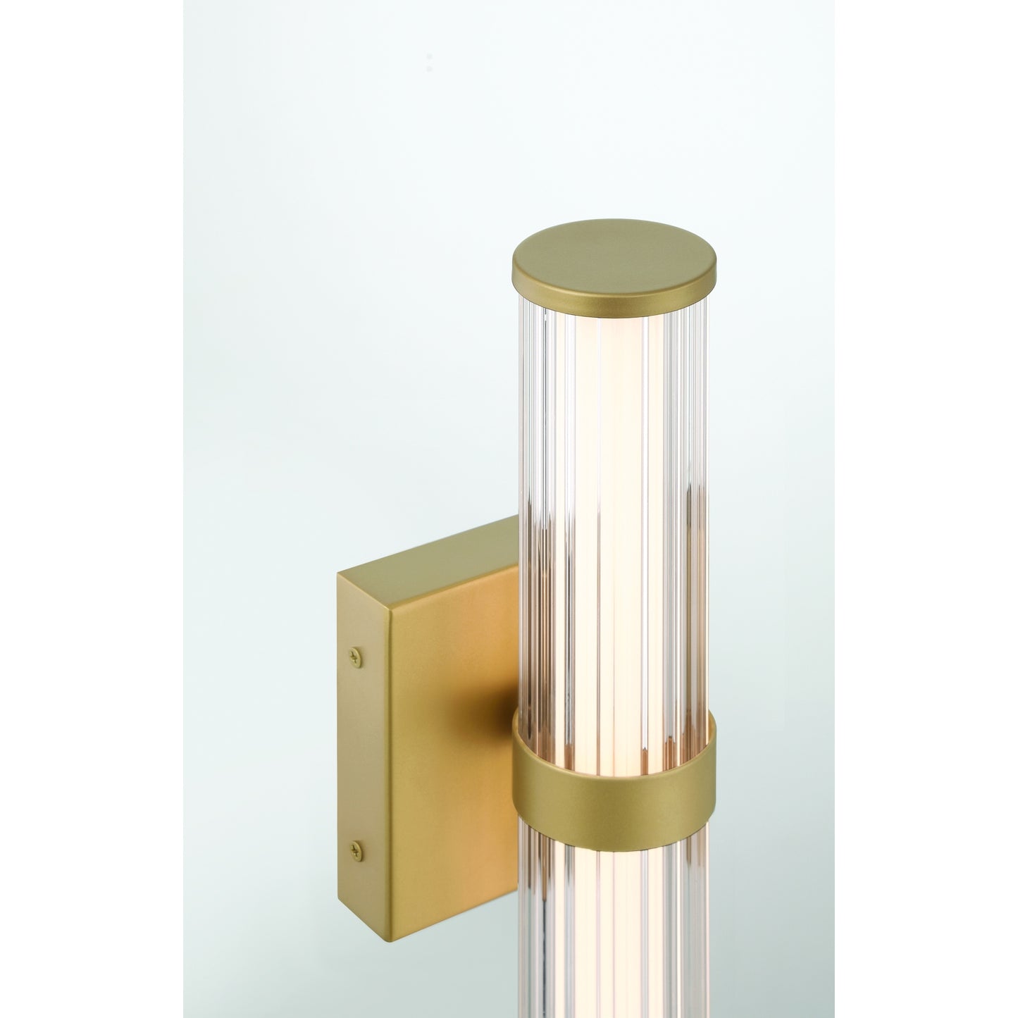 Eurofase Lighting Fayton 14" 1-Light Integrated LED Clear Glass Shade Matte Gold Outdoor Wall Sconce