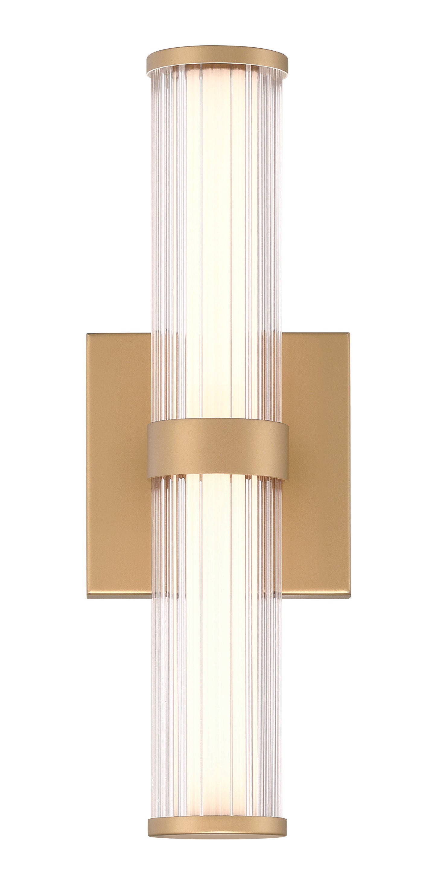 Eurofase Lighting Fayton 14" 1-Light Integrated LED Clear Glass Shade Matte Gold Outdoor Wall Sconce