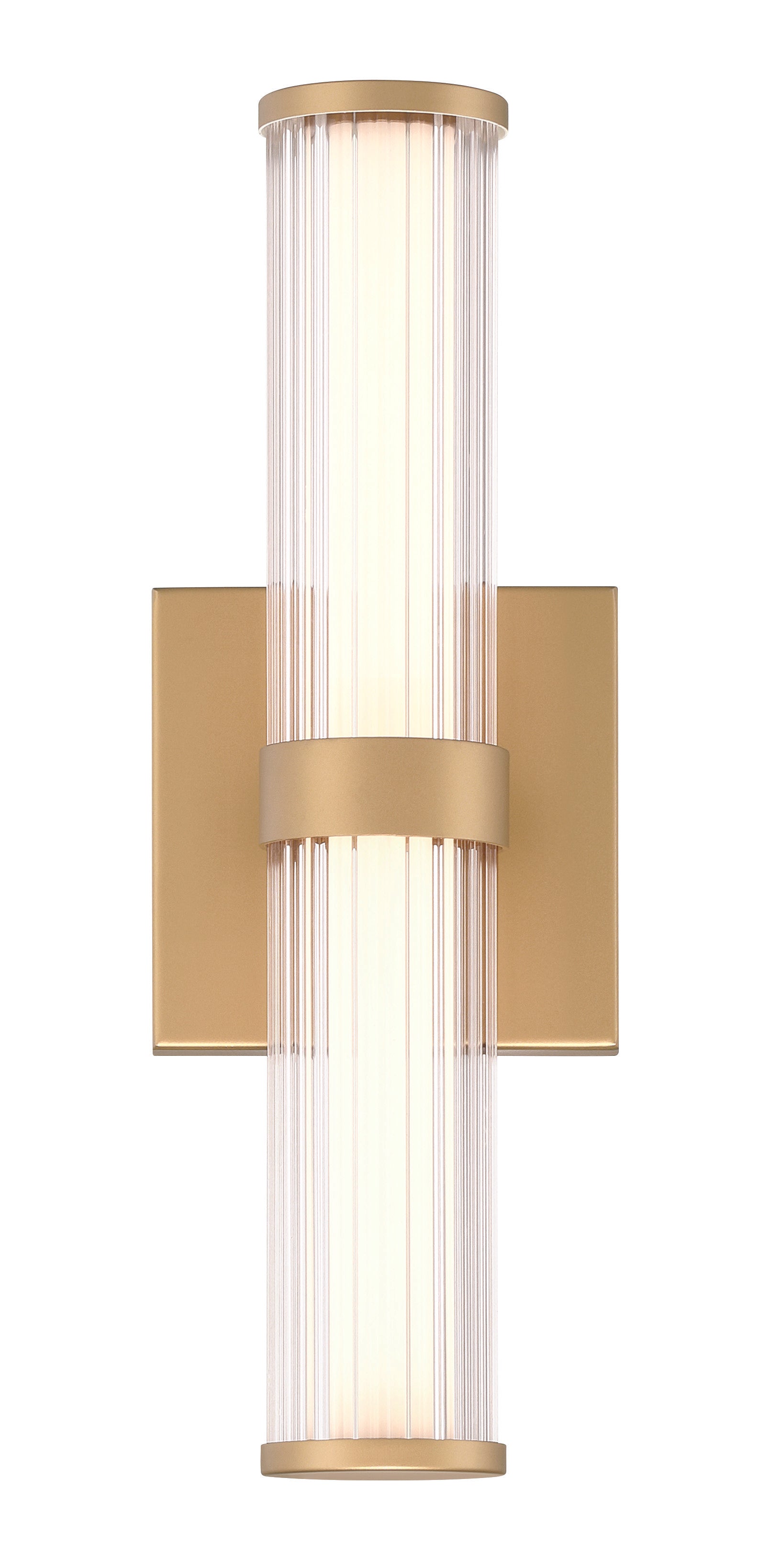 Eurofase Lighting Fayton 14" 1-Light Integrated LED Clear Glass Shade Matte Gold Outdoor Wall Sconce