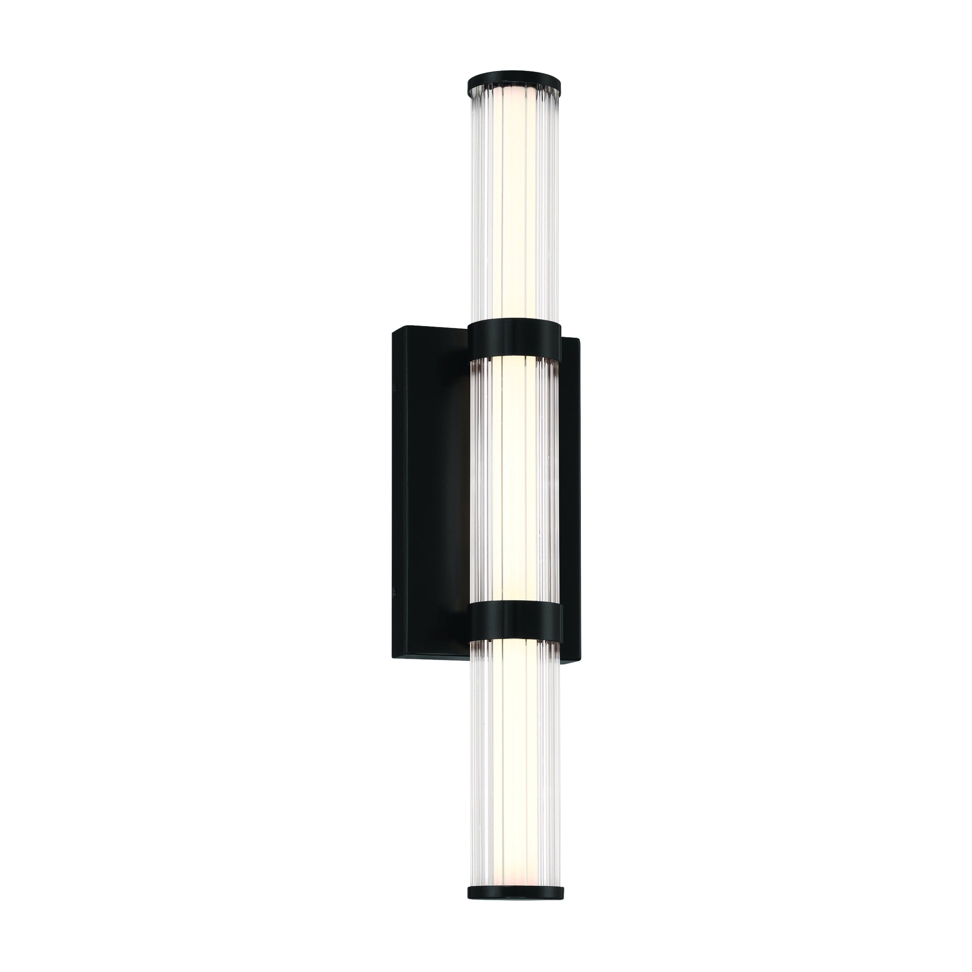 Eurofase Lighting Fayton 21" 1-Light Integrated LED Clear Glass Shade Matte Black Outdoor Wall Sconce
