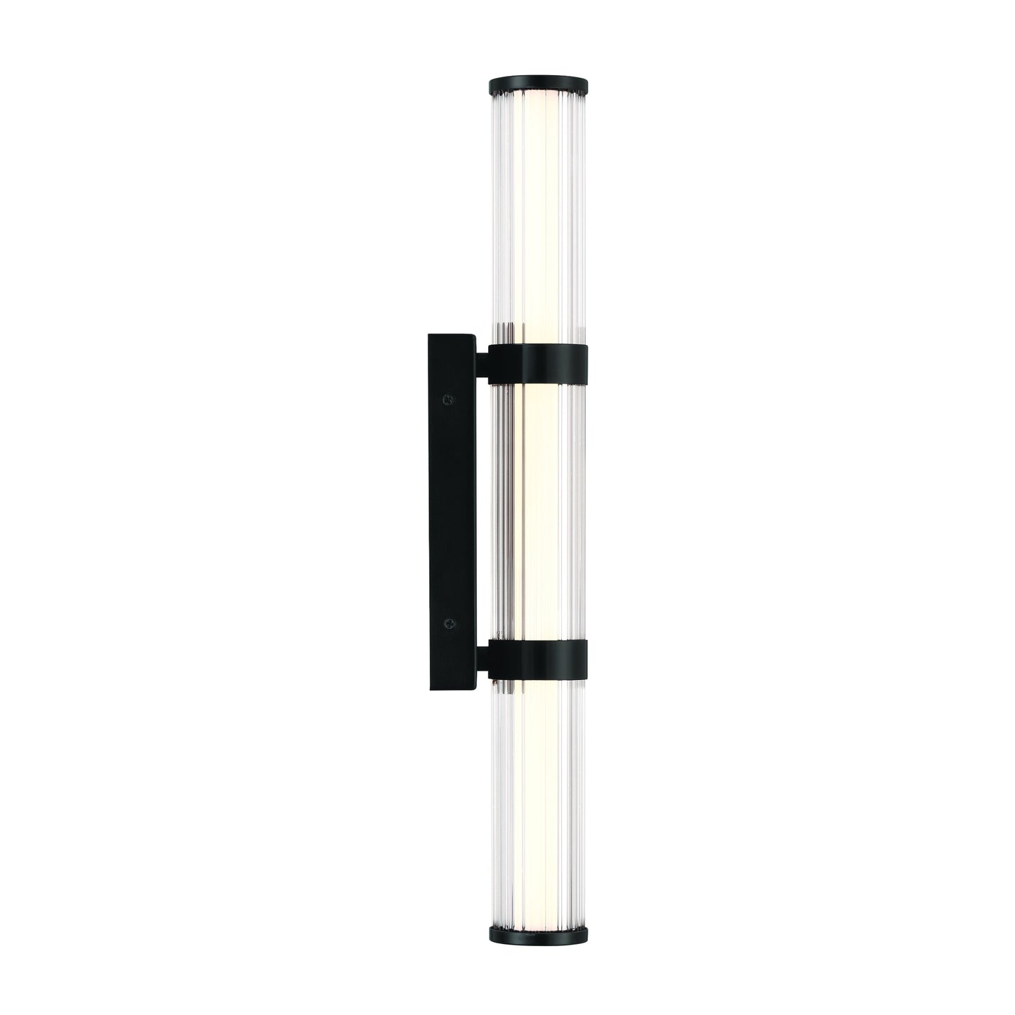 Eurofase Lighting Fayton 21" 1-Light Integrated LED Clear Glass Shade Matte Black Outdoor Wall Sconce