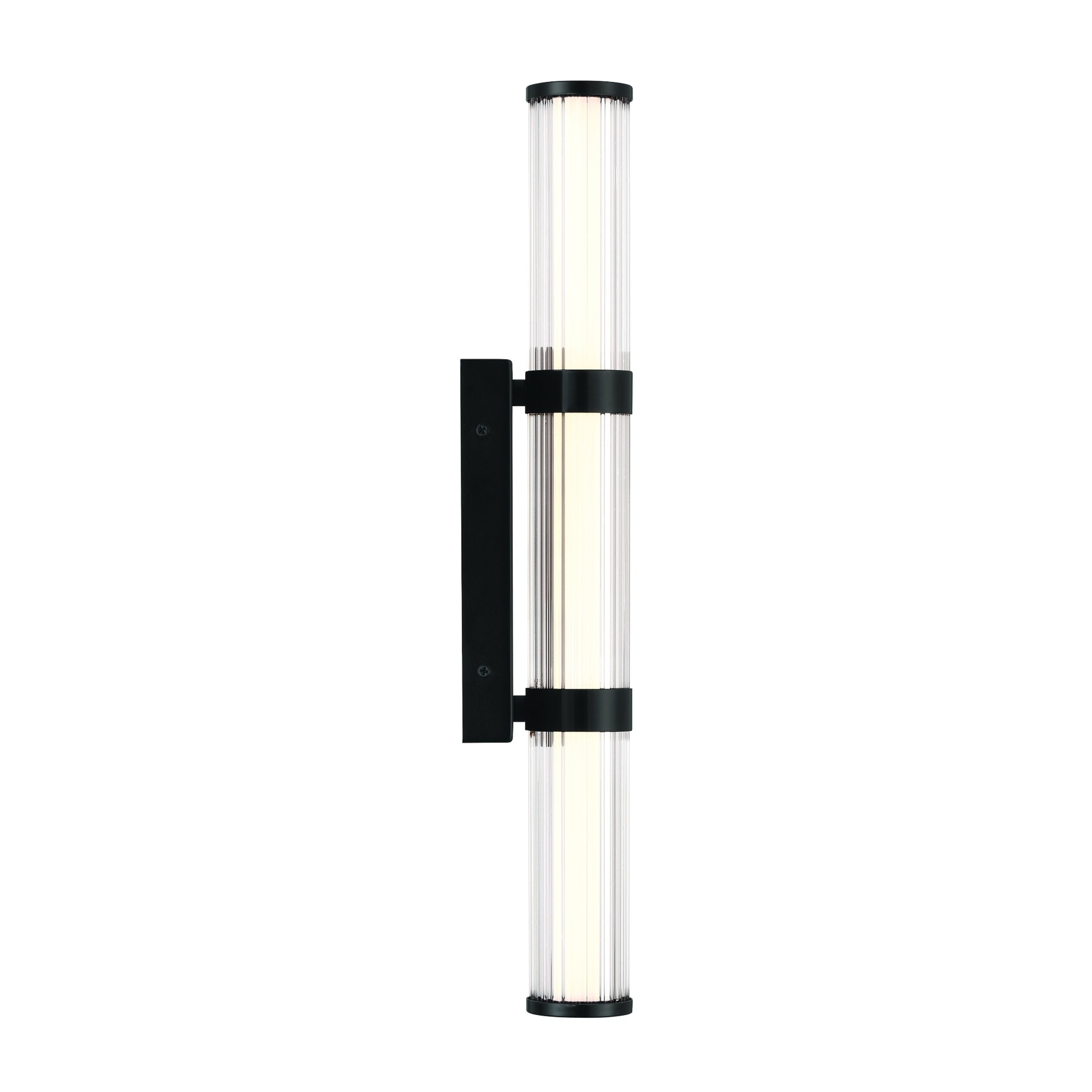 Eurofase Lighting Fayton 21" 1-Light Integrated LED Clear Glass Shade Matte Black Outdoor Wall Sconce