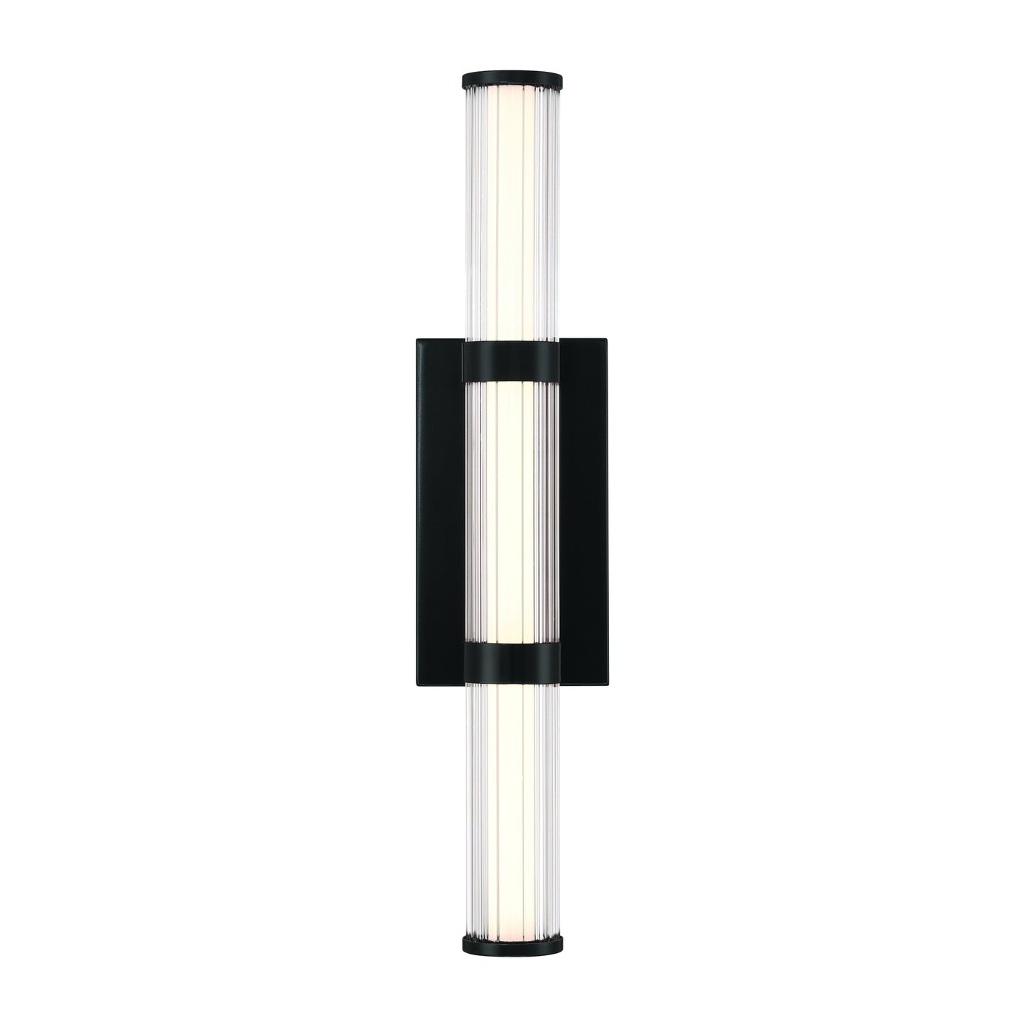 Eurofase Lighting Fayton 21" 1-Light Integrated LED Clear Glass Shade Matte Black Outdoor Wall Sconce
