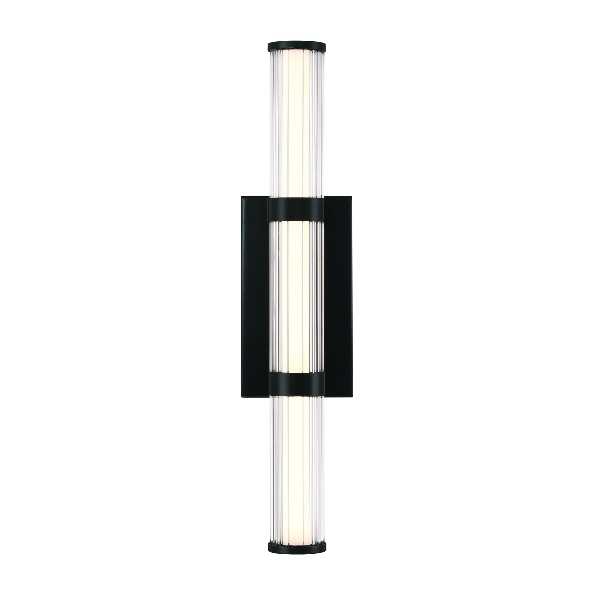 Eurofase Lighting Fayton 21" 1-Light Integrated LED Clear Glass Shade Matte Black Outdoor Wall Sconce