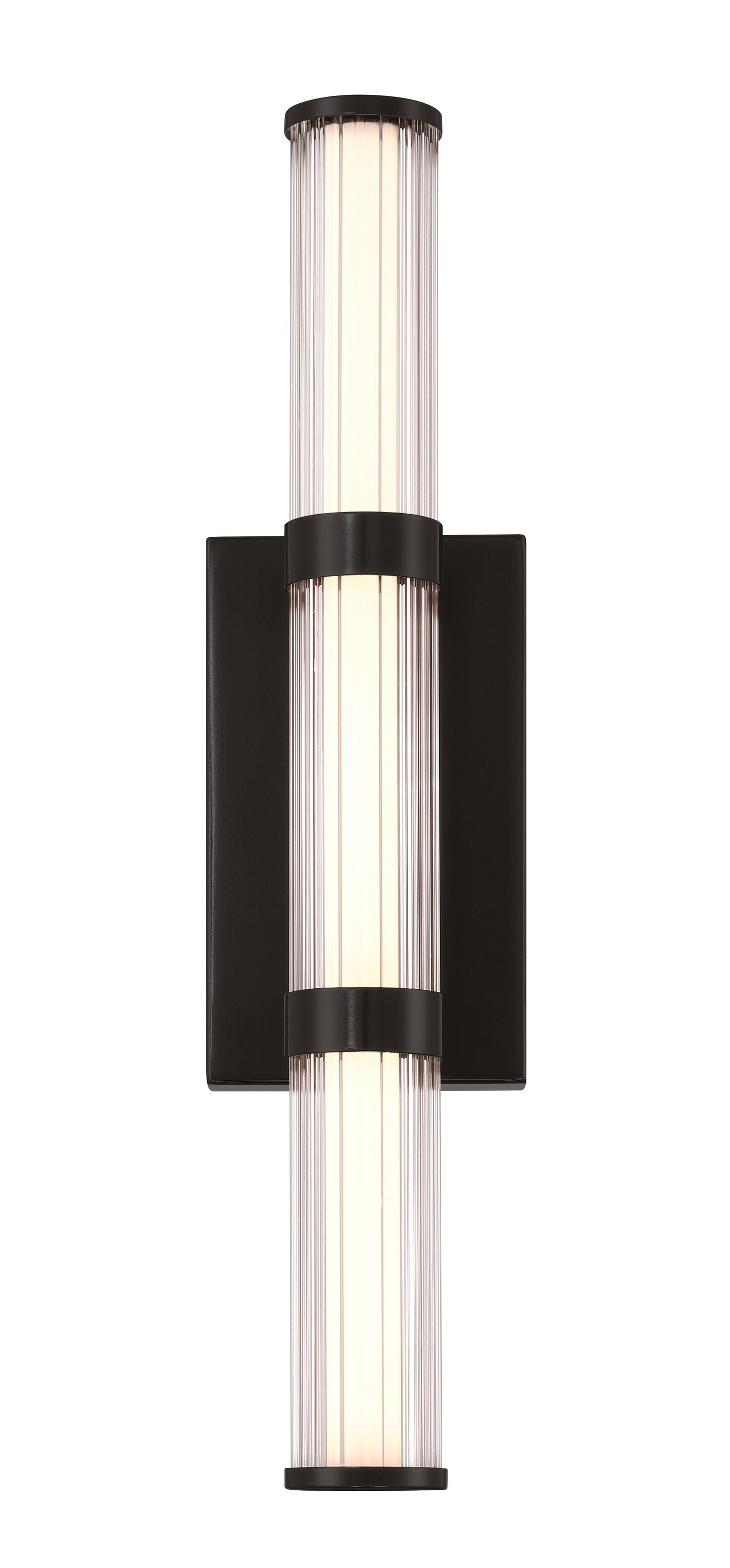Eurofase Lighting Fayton 21" 1-Light Integrated LED Clear Glass Shade Matte Black Outdoor Wall Sconce