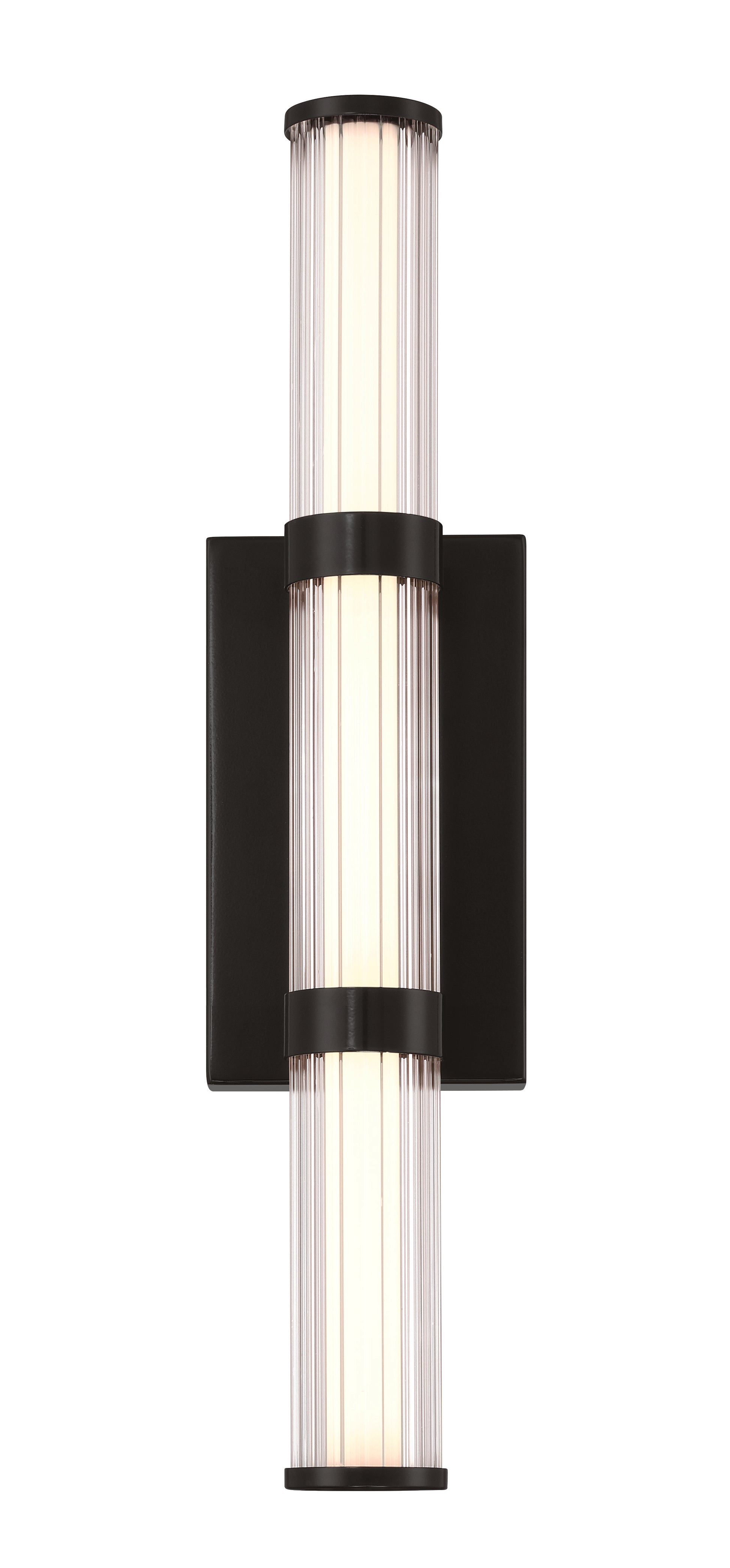 Eurofase Lighting Fayton 21" 1-Light Integrated LED Clear Glass Shade Matte Black Outdoor Wall Sconce
