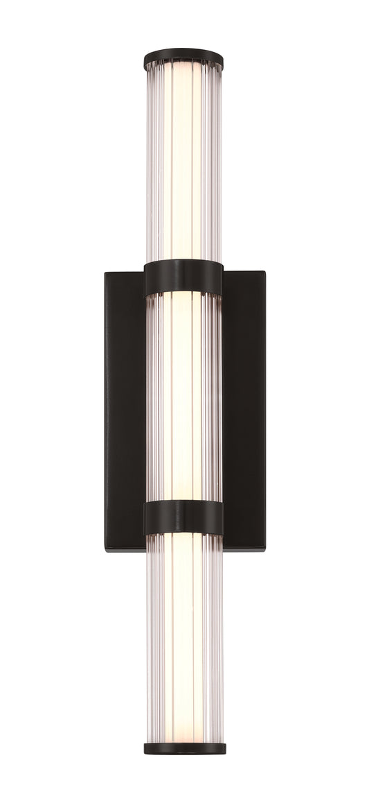 Eurofase Lighting Fayton 21" 1-Light Integrated LED Clear Glass Shade Matte Black Outdoor Wall Sconce