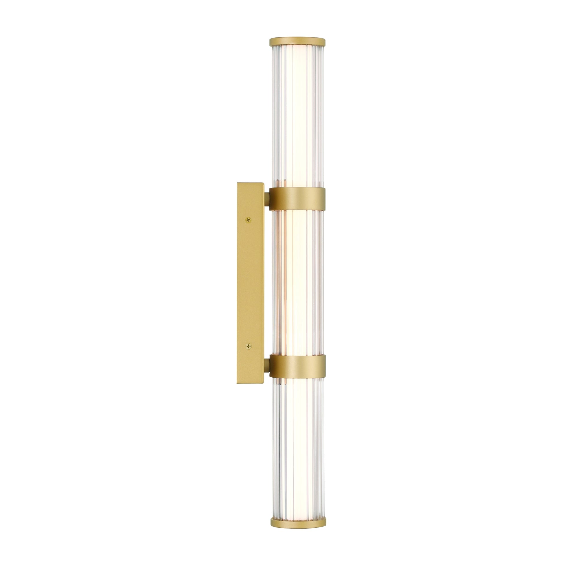 Eurofase Lighting Fayton 21" 1-Light Integrated LED Clear Glass Shade Matte Gold Outdoor Wall Sconce
