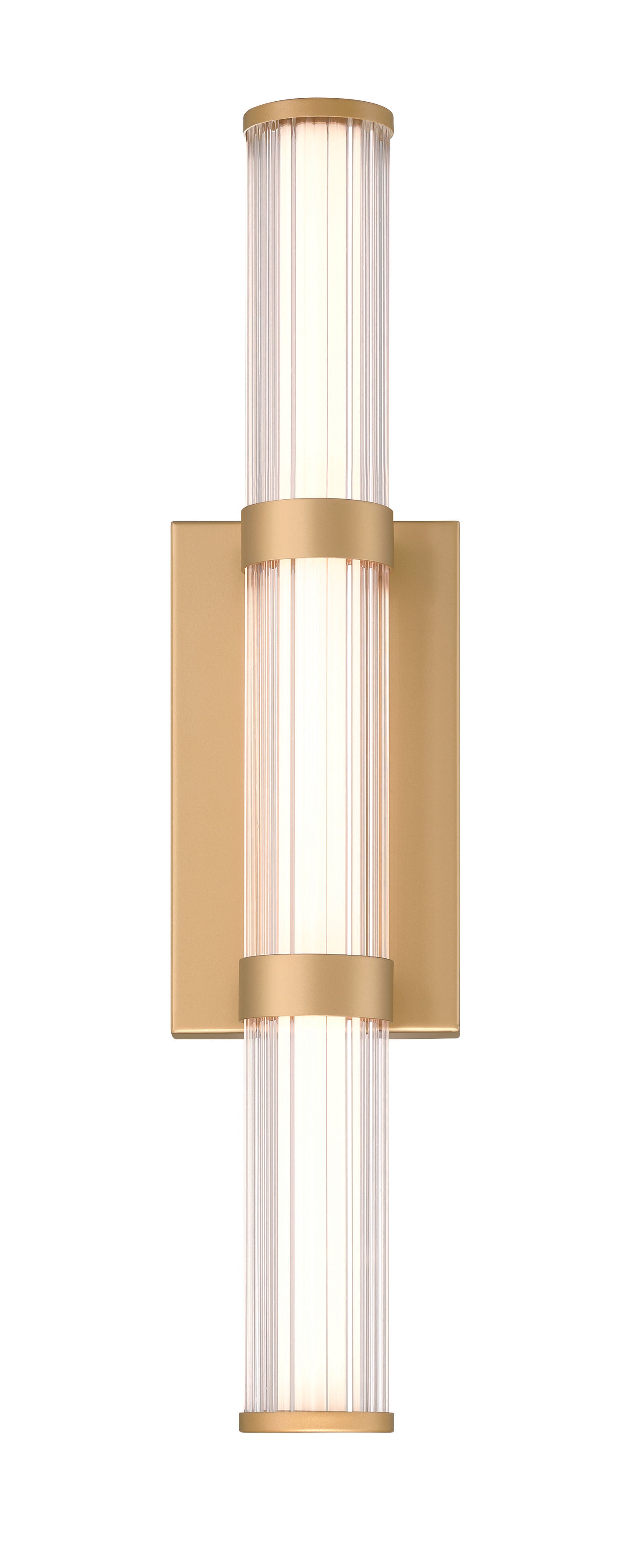 Eurofase Lighting Fayton 21" 1-Light Integrated LED Clear Glass Shade Matte Gold Outdoor Wall Sconce