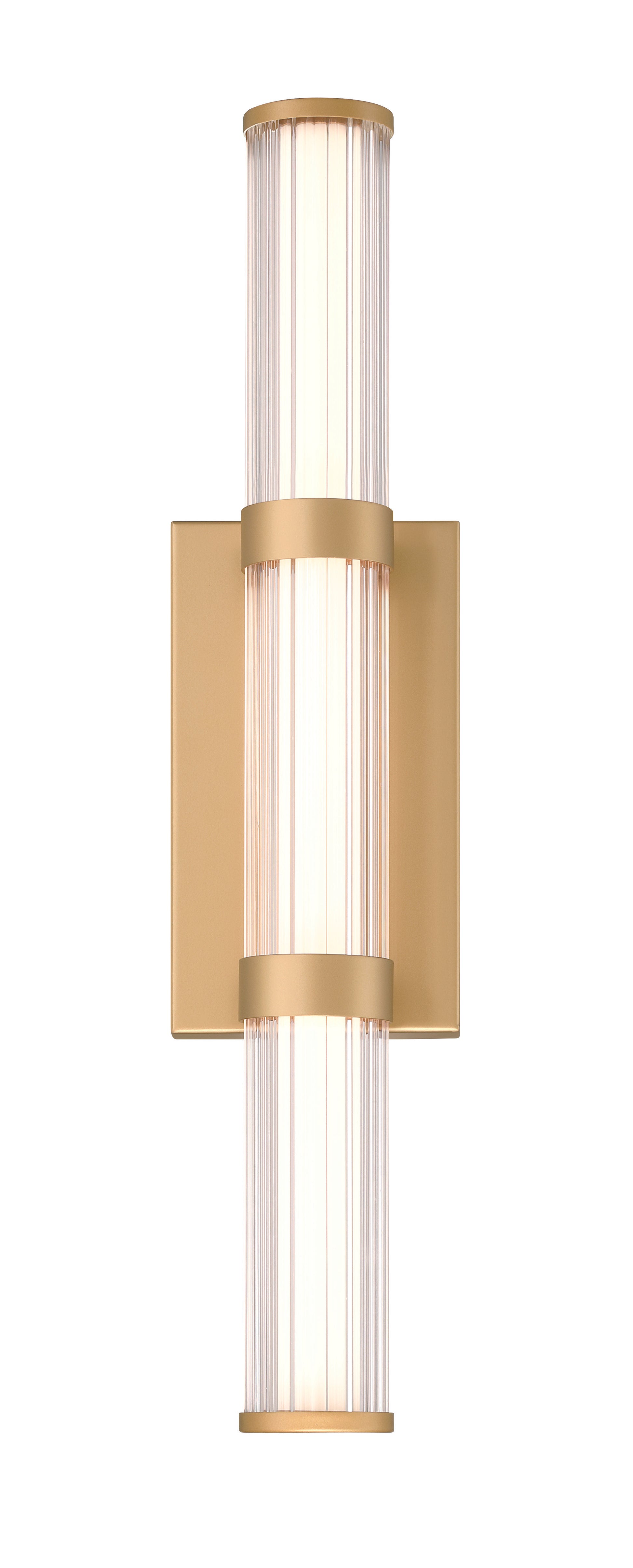 Eurofase Lighting Fayton 21" 1-Light Integrated LED Clear Glass Shade Matte Gold Outdoor Wall Sconce