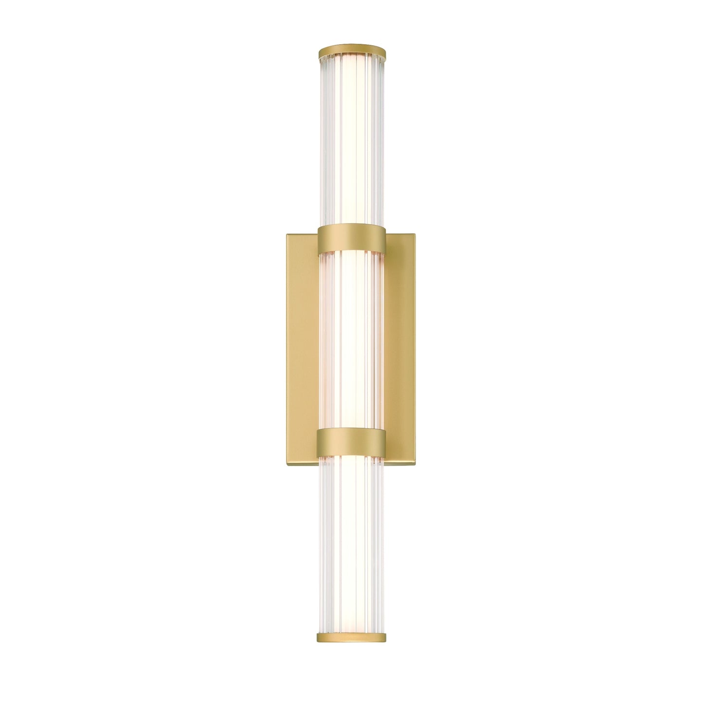 Eurofase Lighting Fayton 21" 1-Light Integrated LED Clear Glass Shade Matte Gold Outdoor Wall Sconce