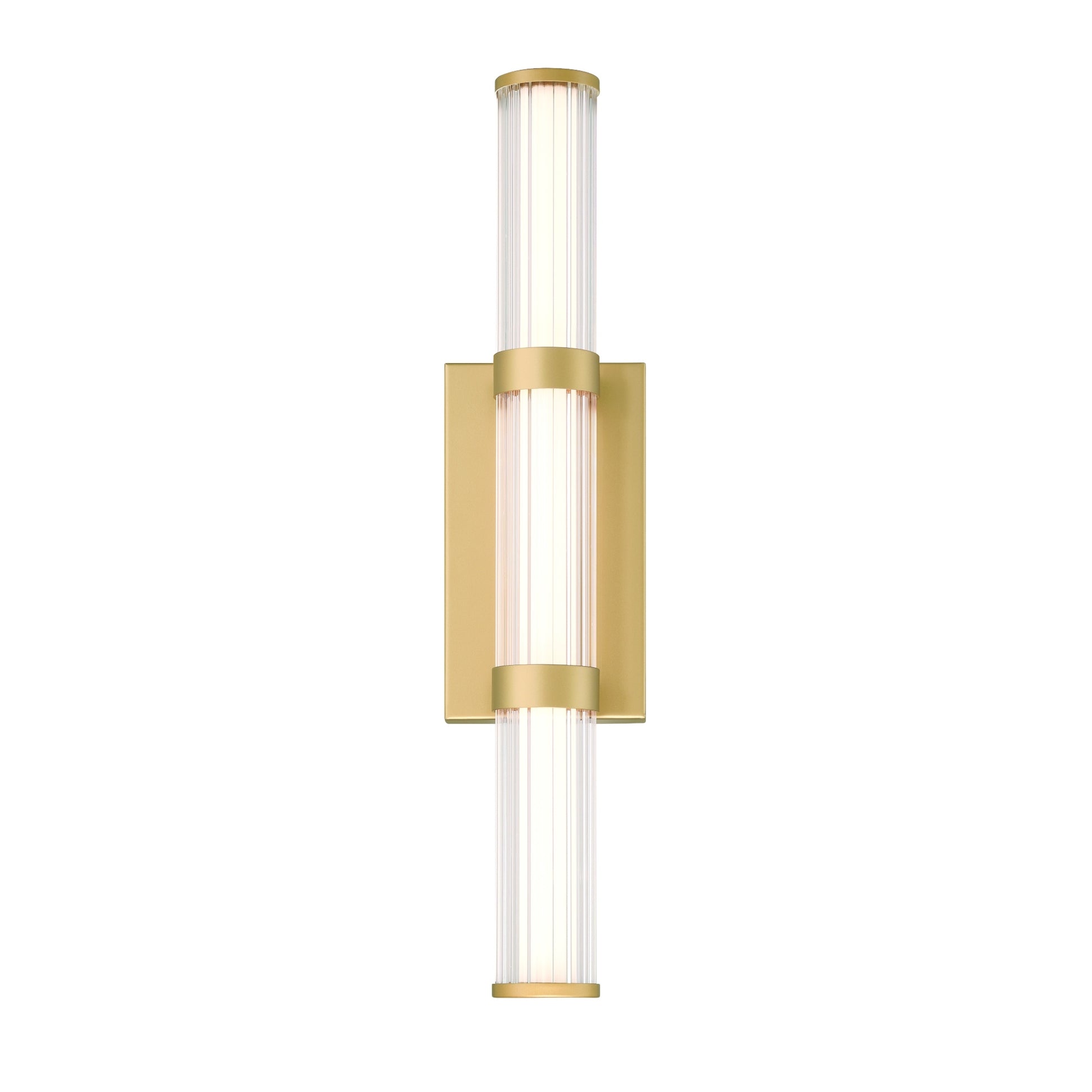 Eurofase Lighting Fayton 21" 1-Light Integrated LED Clear Glass Shade Matte Gold Outdoor Wall Sconce