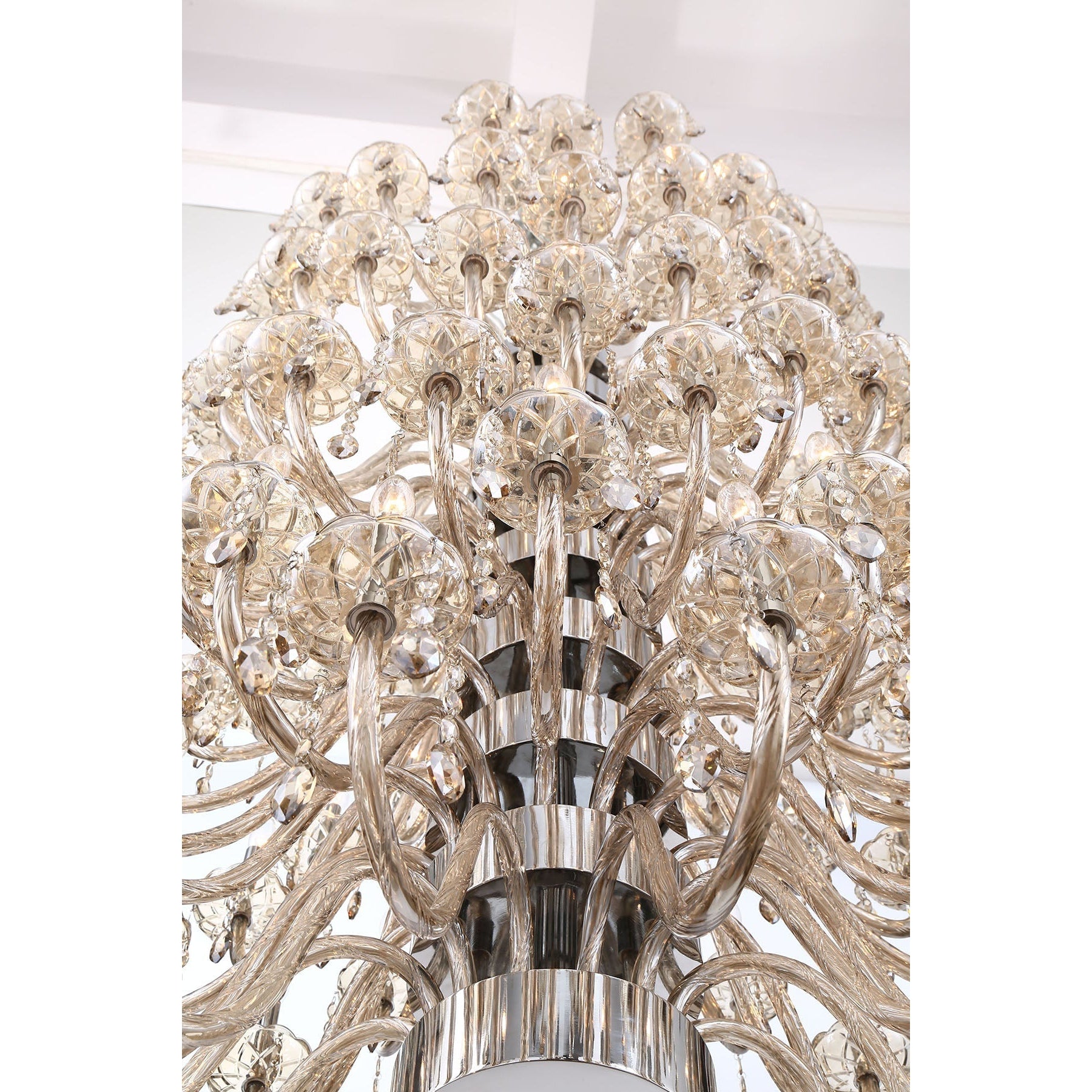 Eurofase Lighting Ferrero 42" 108-light Round 24-Tier Dimmable Incandescent Chrome Chandelier With Cognac Crystal Shades