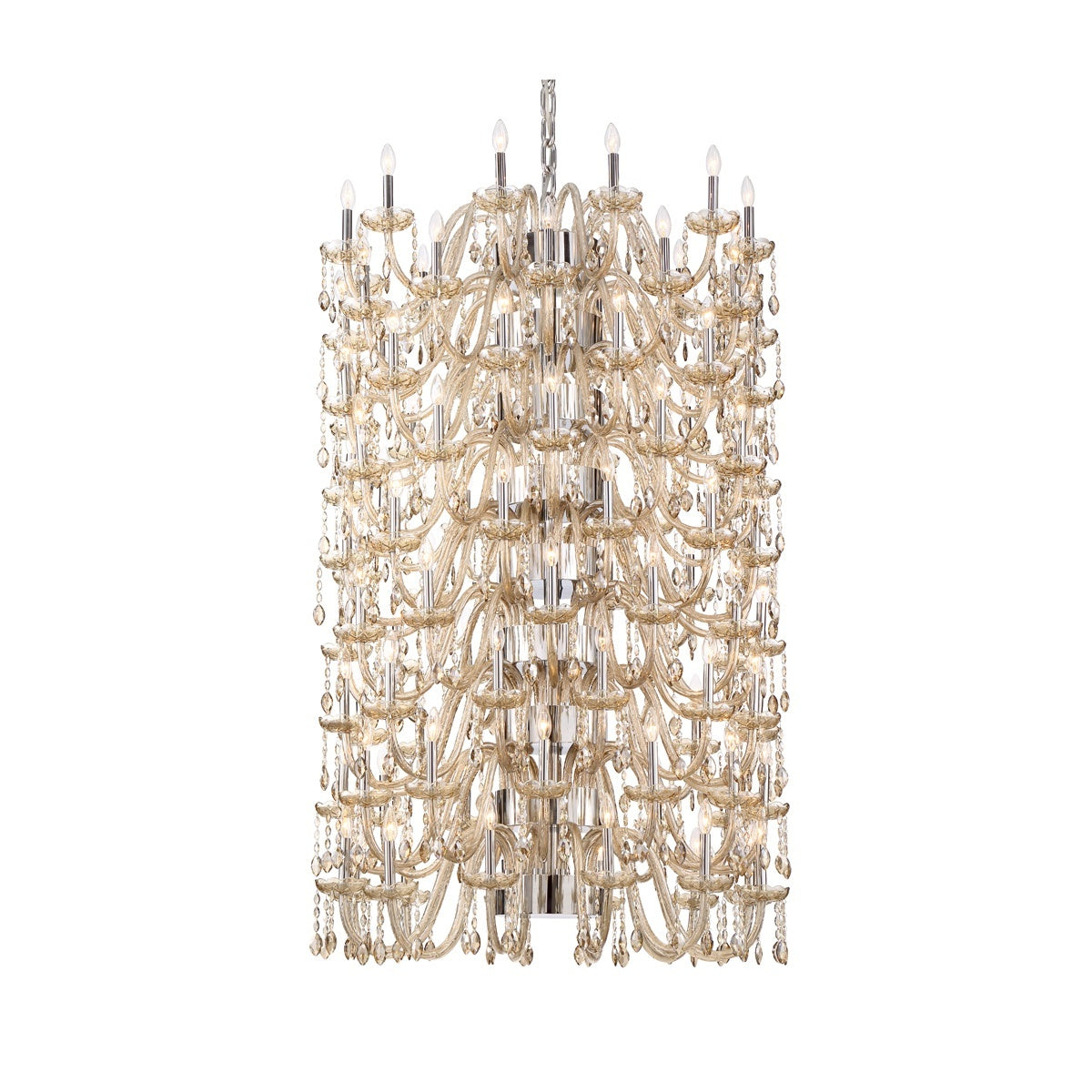 Eurofase Lighting Ferrero 42" 108-light Round 24-Tier Dimmable Incandescent Chrome Chandelier With Cognac Crystal Shades