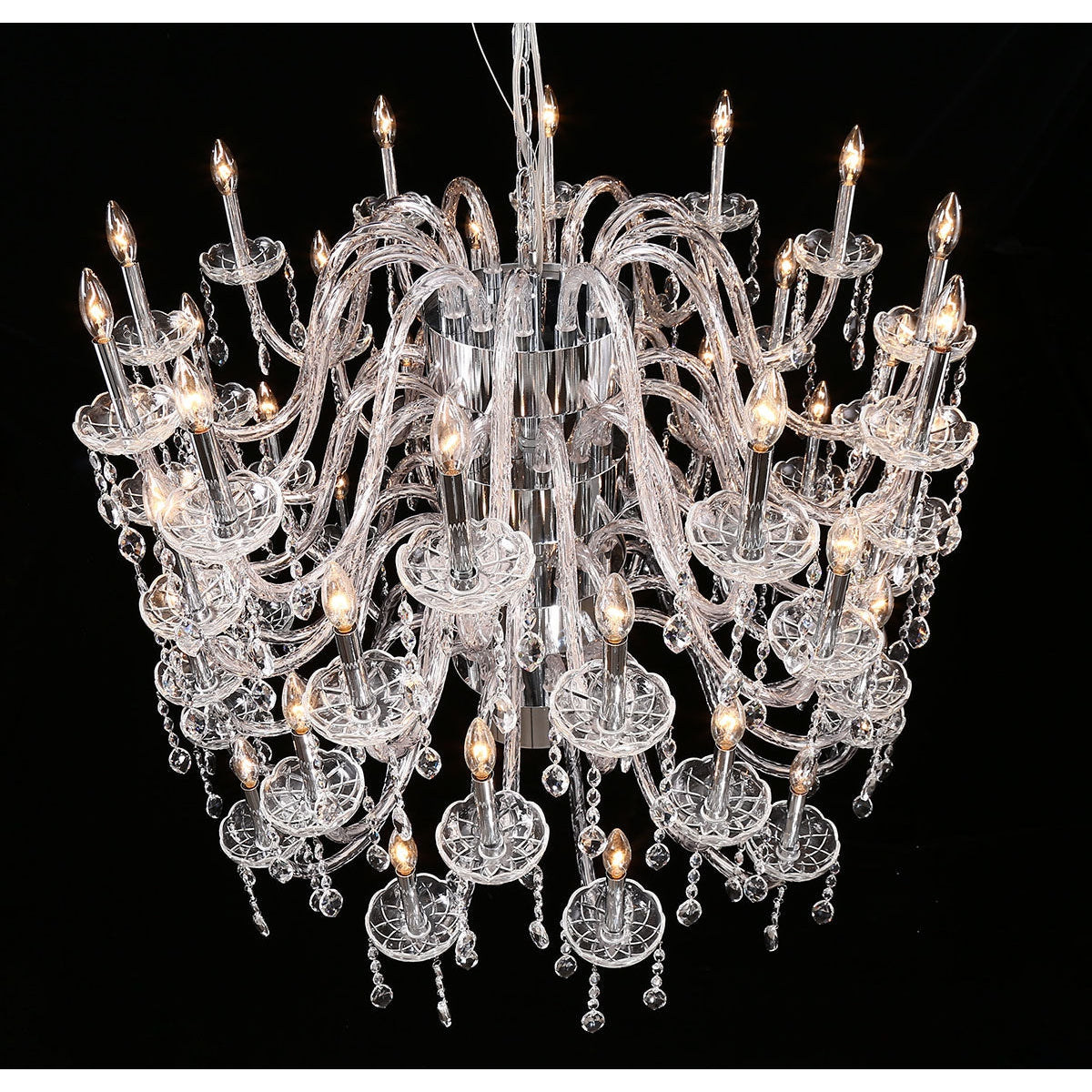 Eurofase Lighting Ferrero 42" 48-light Round 4-Tier Dimmable Incandescent Chrome Chandelier With Clear Crystal Shades