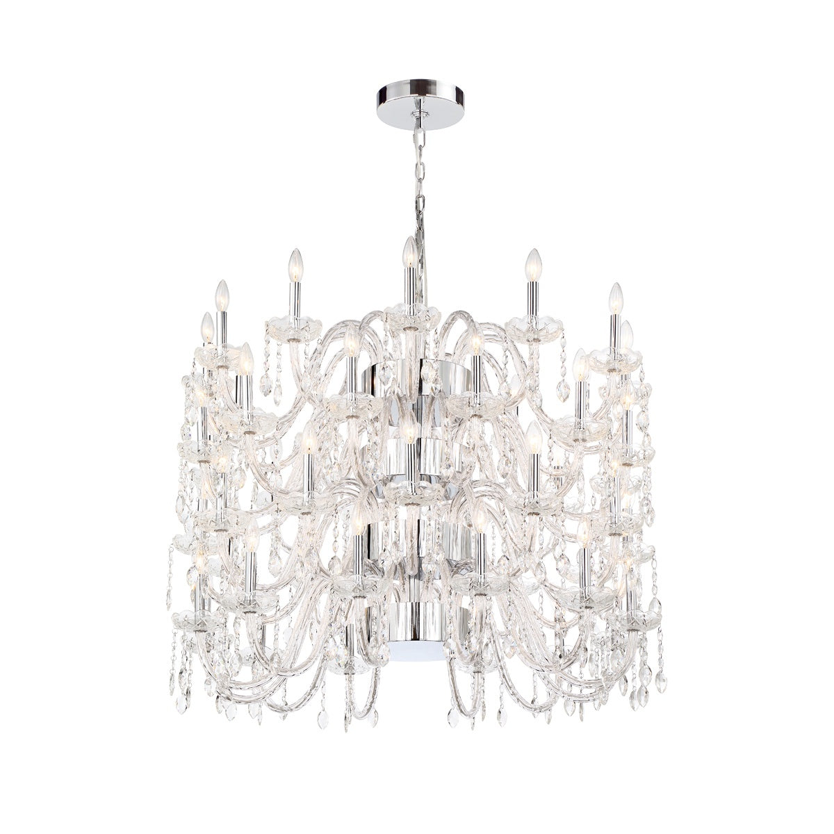 Eurofase Lighting Ferrero 42" 48-light Round 4-Tier Dimmable Incandescent Chrome Chandelier With Clear Crystal Shades