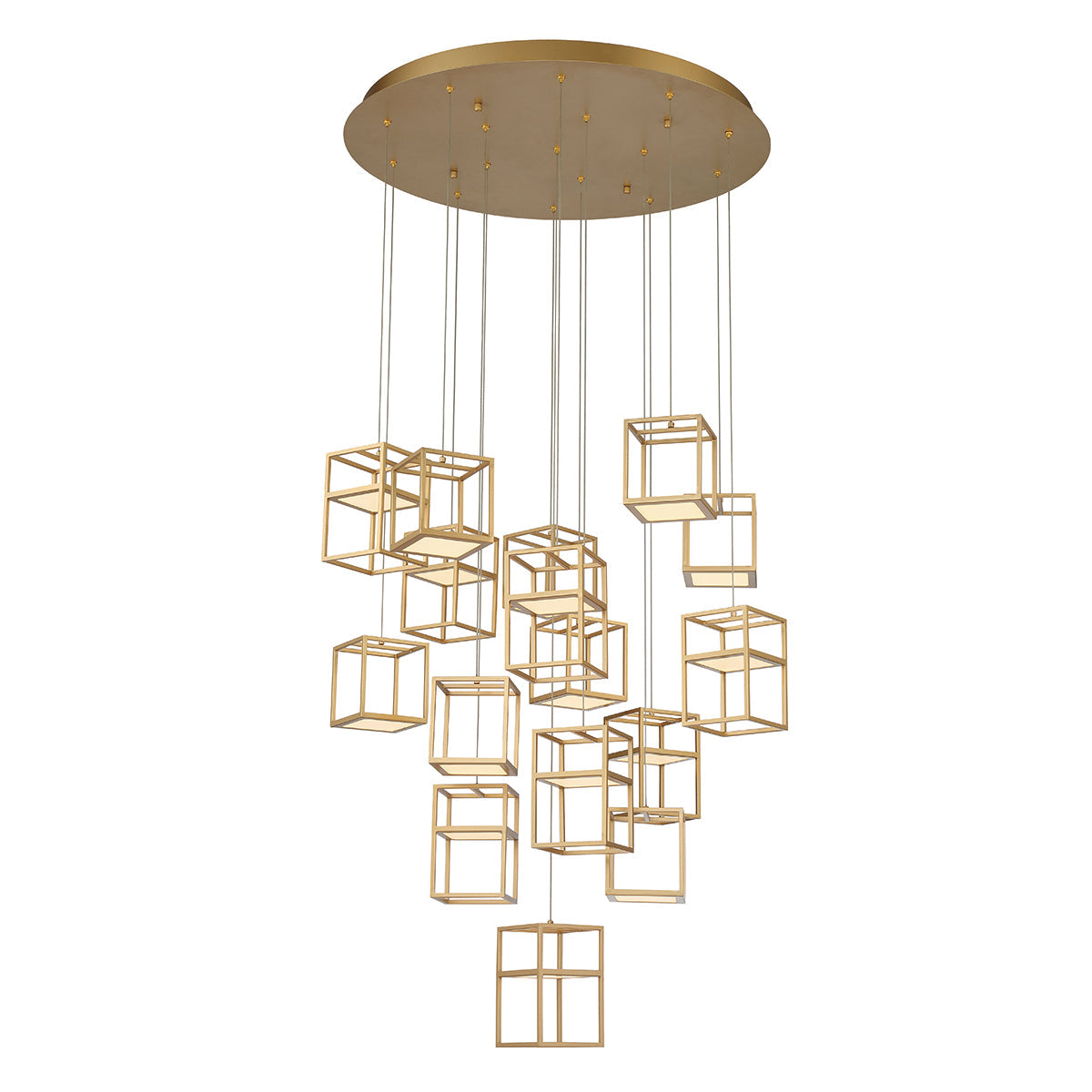 Eurofase Lighting Ferro 32" 16-Light Gold Open Box Shade Round Chandelier With Dimmable Ultra Slim LED Panels