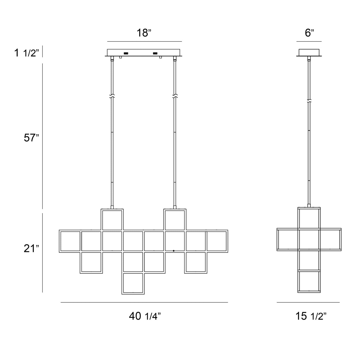 Eurofase Lighting Ferro 40" 9-Light Black Open Box Shade Linear Chandelier With Dimmable Ultra Slim LED Panels