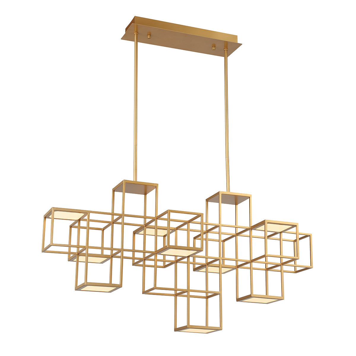 Eurofase Lighting Ferro 40" 9-Light Gold Open Box Shade Linear Chandelier With Dimmable Ultra Slim LED Panels