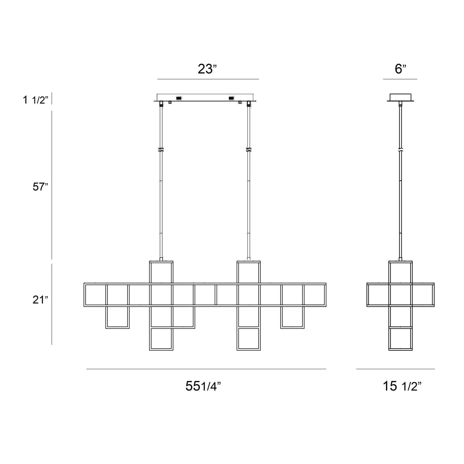 Eurofase Lighting Ferro 55" 13-Light Black Open Box Shade Linear Chandelier With Dimmable Ultra Slim LED Panels