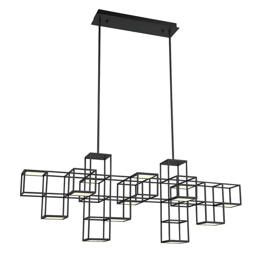 Eurofase Lighting Ferro 55" 13-Light Black Open Box Shade Linear Chandelier With Dimmable Ultra Slim LED Panels