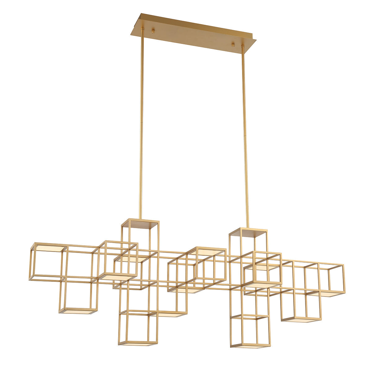 Eurofase Lighting Ferro 55" 13-Light Gold Open Box Shade Linear Chandelier With Dimmable Ultra Slim LED Panels