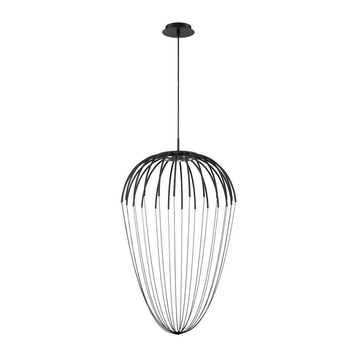 Eurofase Lighting Frusta 20" 5-Light Black Integrated LED Round Pendant Light With Bead Accents