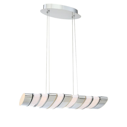 Eurofase Lighting Gabriel 24" Linear Dimmable Integrated LED Chrome Pendant Light With Opal Polycarbonate Shades